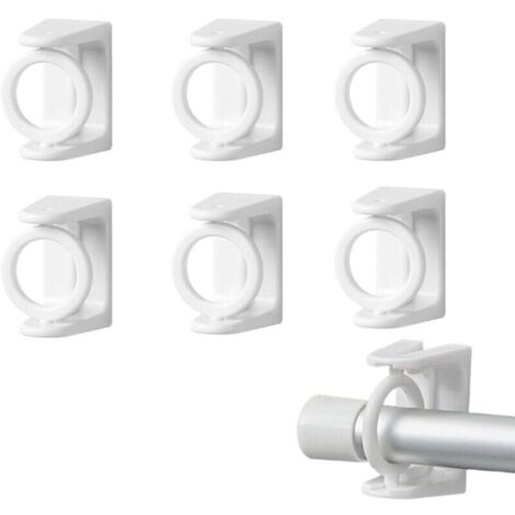 6 Pices Support Tringle Rideaux sans Percage Crochet Rideau Accroche Rideau sans Percage Barre de Rideau sans Percage Accroche Rideau Convient Toutes Les Surfaces Lisses et Planes