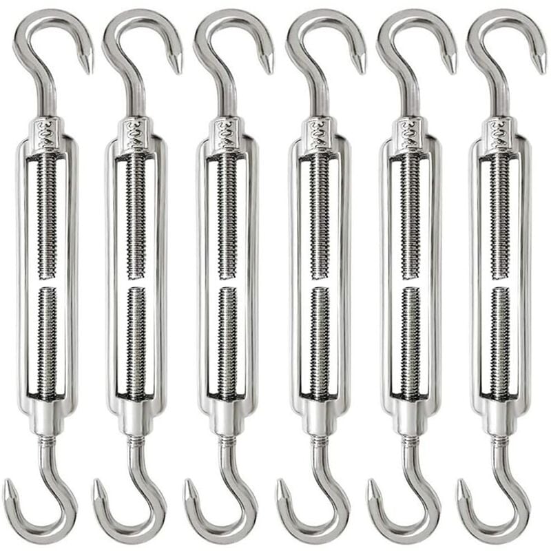 6 Pièces Tendeur Cable M6 Tendeur Cable Inox 304 Réglable Crochet de Ridoir et Crochet pour Tendeur de Fil Cable Acier Corde Crochet Tendeur