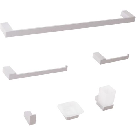 6-Piece Bathroom Hardware Set TUMACO with Towel Bars and Hooks Silver
