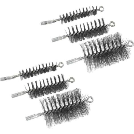 6 Pièce Brosses de Ramonage, Cheminée Brosse (30 mm, 50 mm, 80 mm), Brosse de Cheminée en Acier pour Tuyau et Cheminée