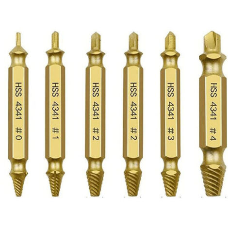 6-piece Damaged Screw Extraction Kit, Stripped Screw Extractor, Broken Thread Titanium Extractor, Stud Maintenance Tools, Screw Removal Tool, Broken Bolt Extractor and