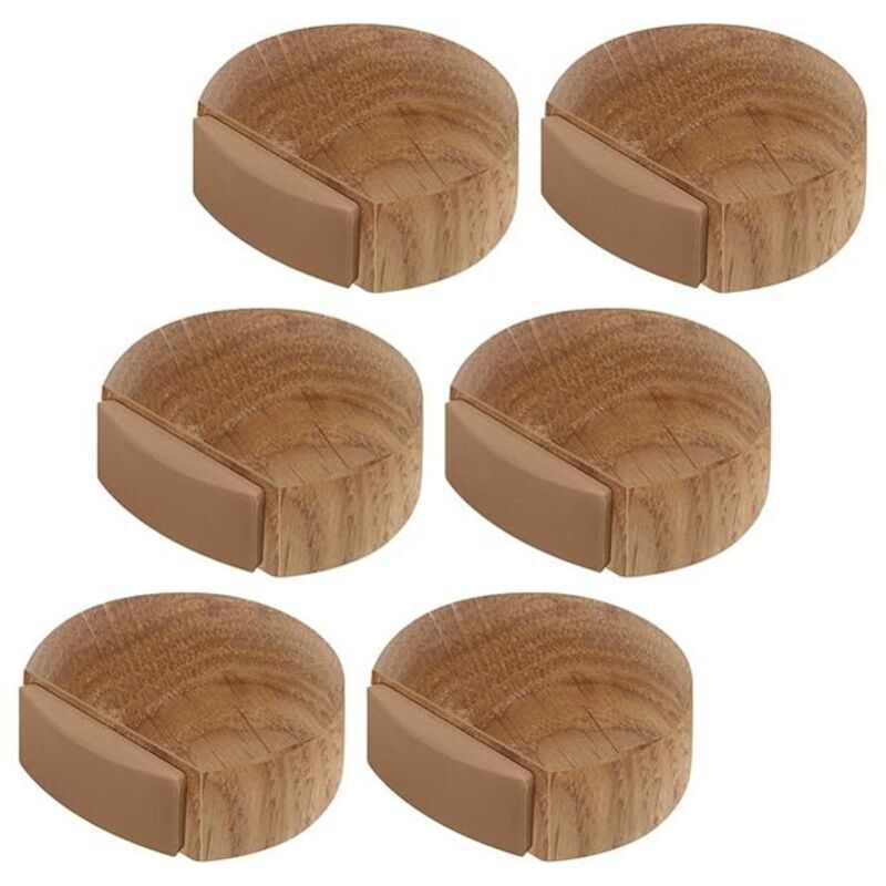 6-piece Door Stops - Adhesive Wooden Door Stop for Floors and Parquet - Adhesive Door Stop - Door Stopper (Natural Oak).