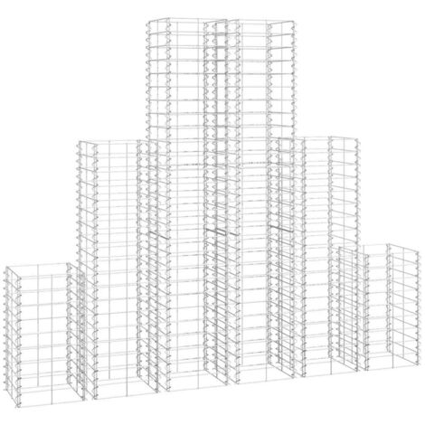 6 Piece Gabion Set Galvanised Wire vidaXL