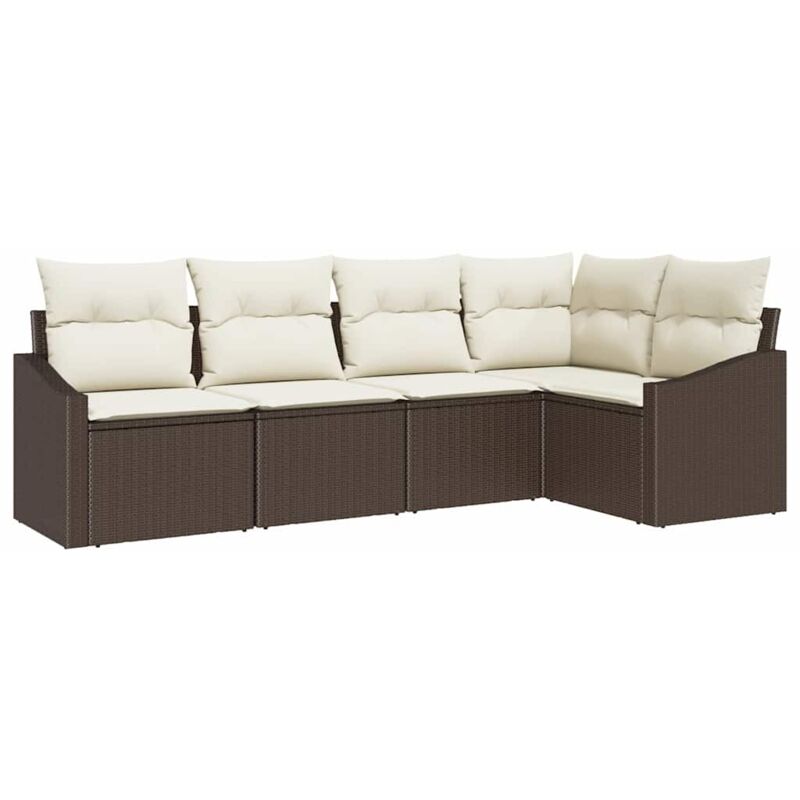 Garden Dining Set With Cushion With Storage 5 Pcs Brown, Cream Vidaxl