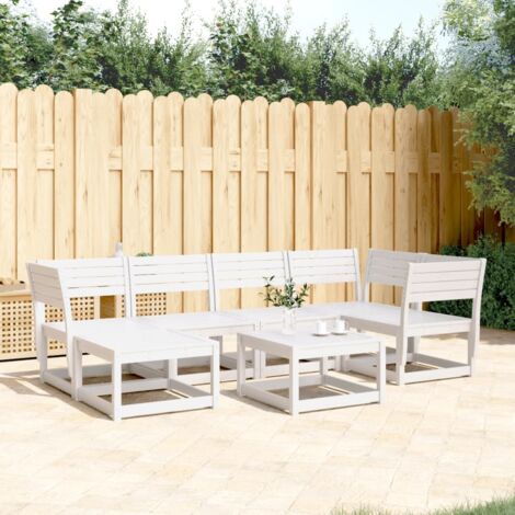 6 Piece Garden Sofa Set White Solid Wood Pine vidaXL