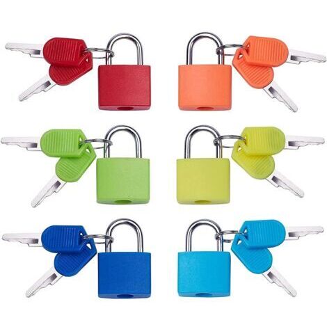 6 pièce Mini Cadenas à Bagage, Multicolore Cadenas Valise avec 2 Clé pour Bagage Valise Petit Cadenas Clef, pour voyage, valise, école