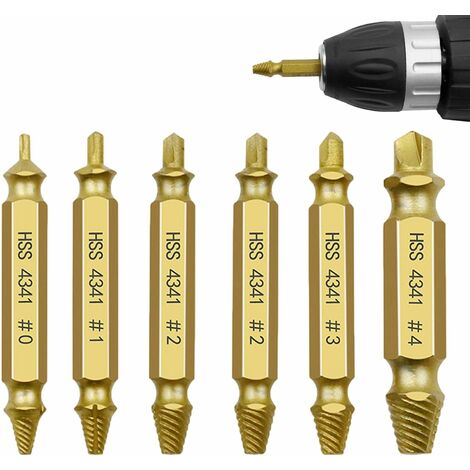 6 Piece Puller Set，Damaged Screw Extractor Kit and Stripped Screw Extractor Kit. It's a Hassle-Free Broken Bolt Puller and Screw Remover Set -Gold