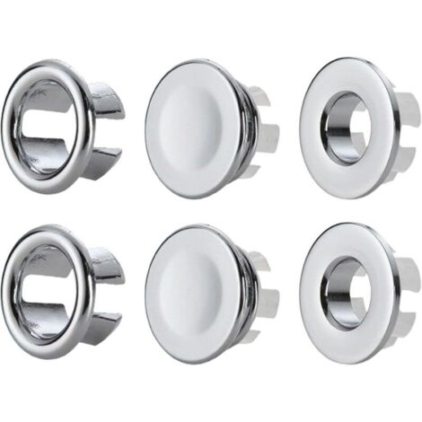 6-Piece Sink Overflow Cover Set, Sink Overflow Ring, Overflow Basin, Round Sink Accessories, Copper Sink Cover, for Bathrooms, Kitchens, and Washbasins
