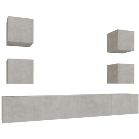 6 Piece TV Cabinet Set Concrete Grey Engineered Wood vidaXL