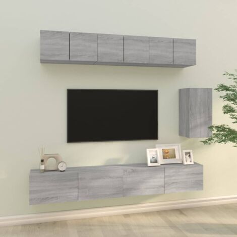 6 Piece TV Cabinet Set Grey Sonoma Engineered Wood vidaXL