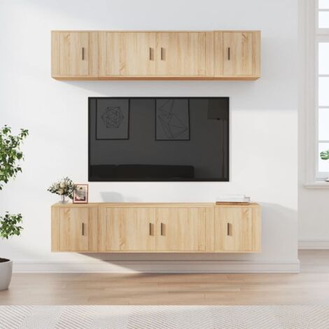 6 Piece TV Cabinet Set Sonoma Oak Engineered Wood vidaXL