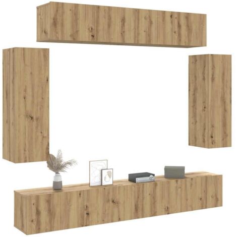 6 Piece TV Cabinet Set Wall-mounted Artisan Oak Engineered Wood vidaXL