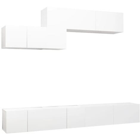 6 Piece TV Cabinet Set White Engineered Wood vidaXL