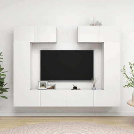 6 Piece TV Cabinet Set White Engineered Wood vidaXL