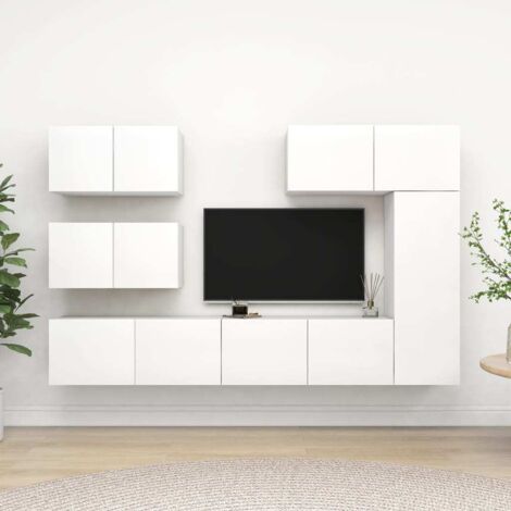 6 Piece TV Cabinet Set White Engineered Wood vidaXL