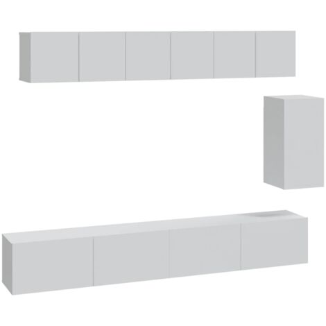 6 Piece TV Cabinet Set White Engineered Wood vidaXL