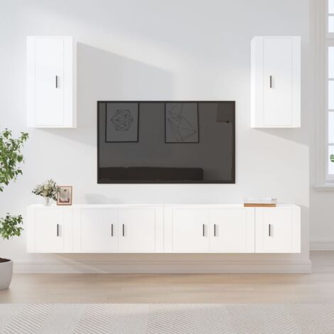 6 Piece TV Cabinet Set White Engineered Wood vidaXL