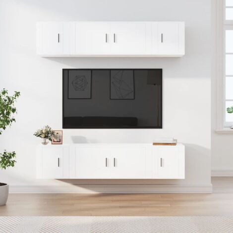 6 Piece TV Cabinet Set White Engineered Wood vidaXL