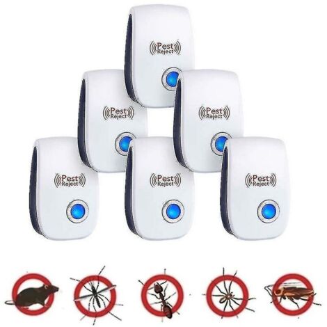 6-Piece Ultrasonic Pest Repellent Device for Cockroaches, Mice, Spiders, Rats and Insects