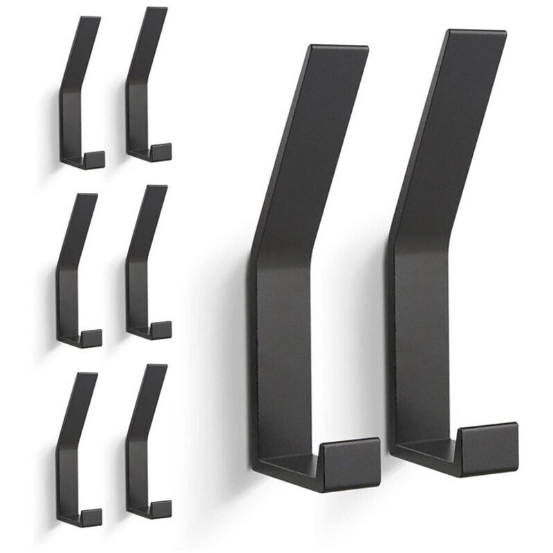 6-Piece Wall-Mounted Coat Rack, Modern Wall Hooks, Invisible Screw Wall Hooks, Coat Hooks for Jackets, Coats, Scarves, Handbags (Black)