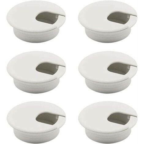 6-Piece White Desk Cable Grommets, Round Recessed Cable Covers, Desk Grommets, Cable Hole Covers, White Cable Grommets