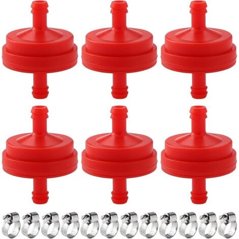 6 Pièces 1/4" I.D. Filtres À Carburant En Ligne, Filtre À Carburant 150 Microns Pour Tondeuse À Gazon, Avec 12 Pièces Pinces, Compatible Avec Bs 298090 298090S