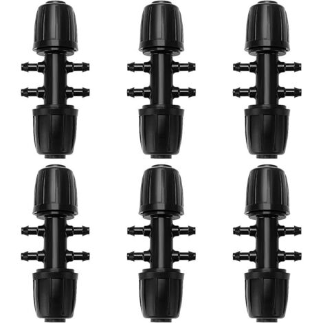6 Pièces 13/16 mm à 4/7 mm Connecteur de Tuyau en T Barbelé, 6-Voies Raccord de Tuyau D'Irrigation, Connecteur d'Irrigation Goutte à Goutte à 6-Voies pour Jardin, Pelouse, Noir