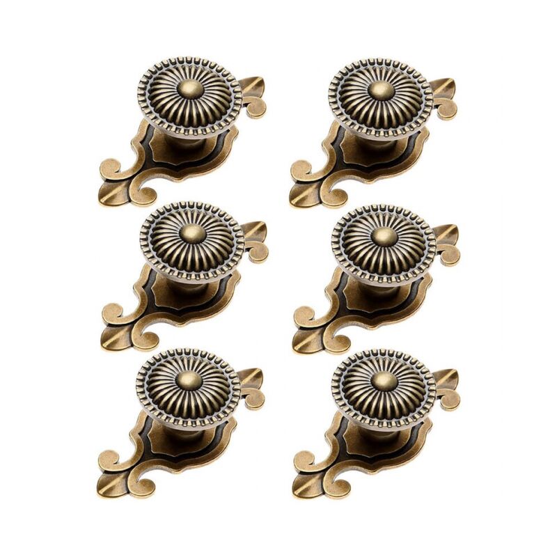6 Pieces 2 in 1 Retro Furniture Knob Handle for Cabinet Drawer with Screws Bronze
