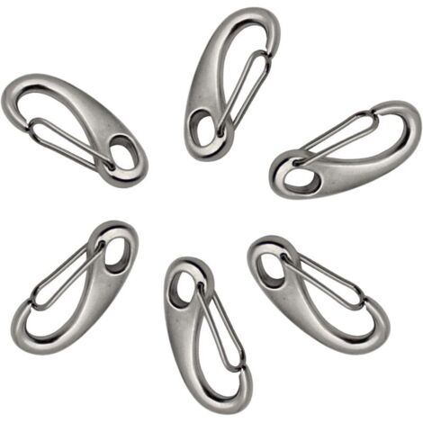 6 Pièces 304 Mousqueton en INOX, Mousqueton INOX 50mm, Mousqueton Acier Inoxydable 304 Forme d'Oeuf, pour l'Alpinisme Camping Randonnée en Plein Air