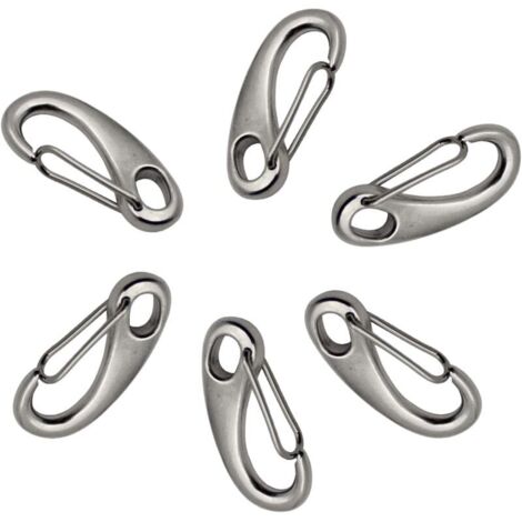 6 Pièces 304 Mousqueton en INOX, Mousqueton INOX 50mm, Mousqueton Acier Inoxydable 304 Forme d'Oeuf, pour l'Alpinisme Camping Randonnée en Plein Air