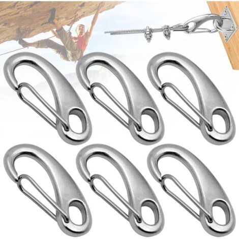 6 Pièces 304 Mousqueton en INOX,Mousqueton INOX 50mm, Mousqueton en Forme d'oeuf,Mousqueton a Ressort en Acier Inoxydable,Mousqueton Escalade,pour l'Alpinisme Camping Randonnée en Plein Air