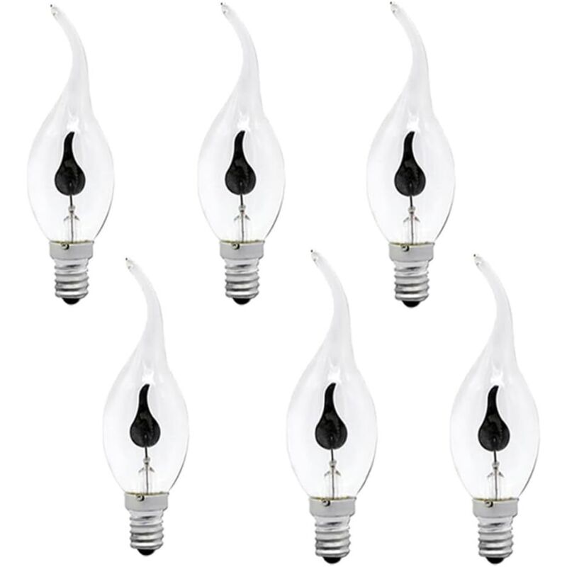 6 Pièces 3W 2700K 220V E14 Bougie Ampoule LED Pointe Flamme Nature Feu Lumière Vacillante Bar Vintage Lampe Décoration Maison
