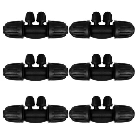 6 Pièces 4-Voies Raccord de Tuyau D'Irrigation pour Tube 13/16 mm à 4/7 mm, Connecteur de Tuyau en T Barbelé, Connecteur D'Irrigation Goutte à Goutte à 4-Voies pour Jardin, Pelouse