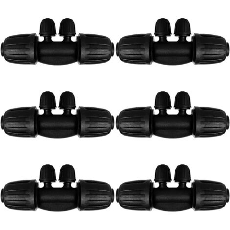 6 Pièces 4-Voies Raccord de Tuyau D'Irrigation pour Tube 13/16 mm à 4/7 mm, Connecteur de Tuyau en T Barbelé, Connecteur D'Irrigation Goutte à Goutte à 4-Voies pour Jardin, Pelouse