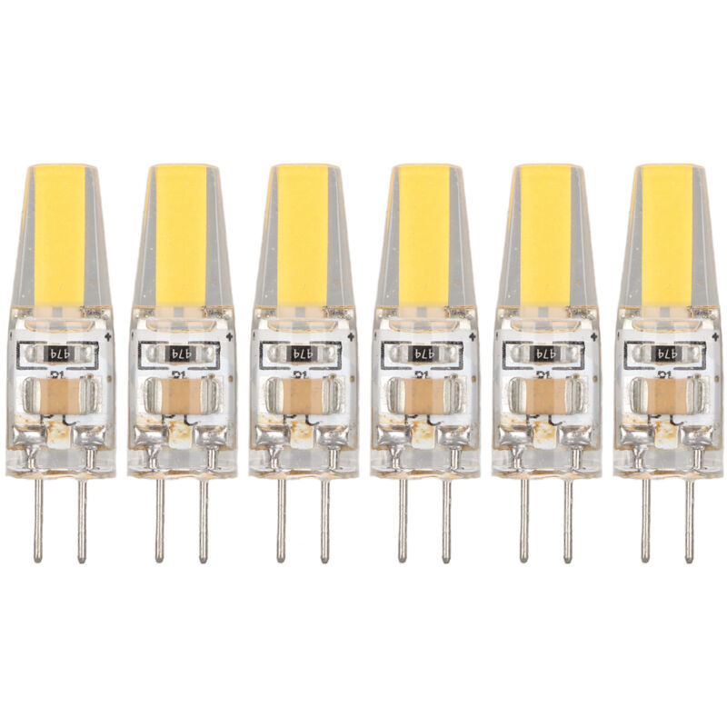 Decdeal 6 pièces 6W 500LM G4 ampoule led cob Gel de silice lampe à économie d'énergie ampoule pour plafonnier applique lampe de Table 220V blanc chaud