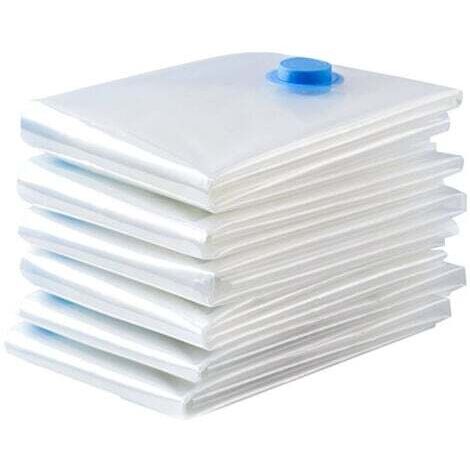 6 Pièces 70x50cm Sac de Compression Housse Aspirable Rangement Réutilisables pour Matelas, Tente, Couettes, Literie, Oreillers