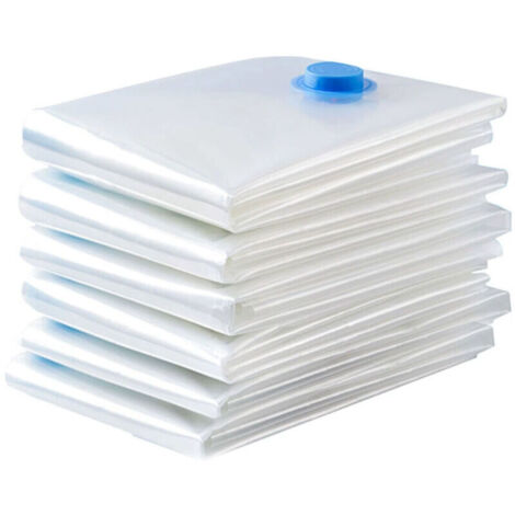6 Pièces 70x50cm Sac de Compression Housse Aspirable Rangement Réutilisables pour Matelas, Tente, Couettes, Literie, Oreillers