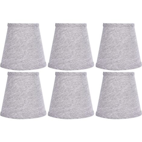 6 Pièces Abat-jour en Tissu Gris Argenté Abat-jour Lampe de Table Plafonnier Abat-jour pour Ampoule E14 ou Petite Ampoule
