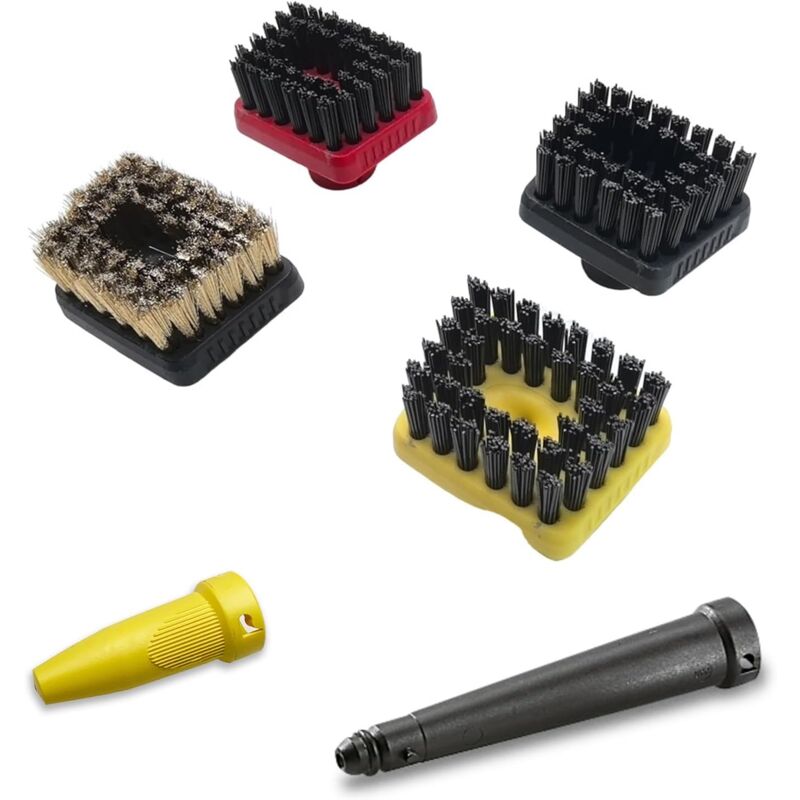 6 Pièces Accessoires pour Nettoyeur Vapeur Kärcher Easyfix SC1 SC2 SC3 SC4 SC5, 4 Brosses 2 Buse Pièces de rechange