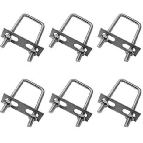 6 Pièces Acier Inoxydable Boulons En U, M6 U-Bolts, Boulon Carré en U Avec Écrous et Plaque De Cadre, Boulons de Serrage Fixation, pour Fixation Tuyaus(80x50mm)