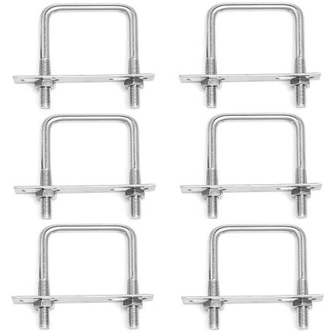 6 Pièces Acier Inoxydable Boulons En U M8 x 60 mm x 100 mm Boulon Carré en U Avec Écrous et Plaque De Cadre Boulons de Serrage Fixation pour Fixation Tuyaus