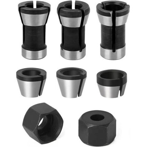 6 Pièces Acier Tête de Mandrin 6 mm 6.35 mm 8 mm Tête Adaptateur Convertisseur +2 écrou pour Perceuses Machine de Gravure Rogneuse Menuiserie électrique Pince de Routeur Titulaire