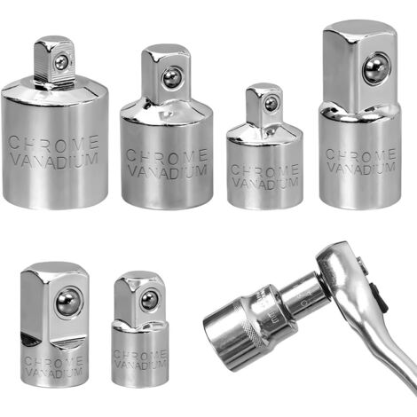 6 Pièces Adaptateur à Cliquet, Réducteur de Douille, Jeu d Adaptateurs Douilles, Douille pour 1/2" 1/4", 3/8", 1/4" 1/2", 3/8" -