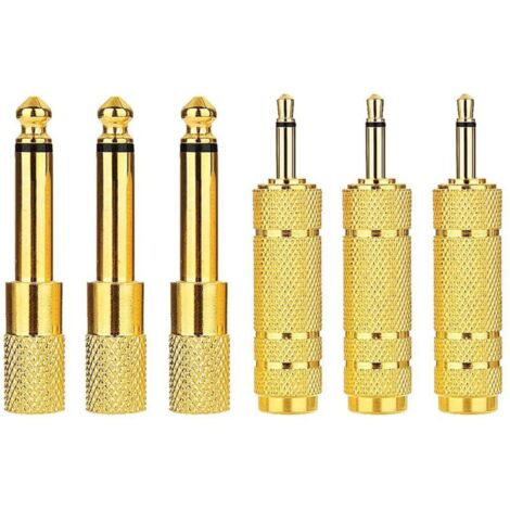6 pièces Adaptateur convertisseur Prise Femelle TS 3,5 mm vers Prise mâle 6,35 mm et Prise mâle Mono 1/8" vers Prise Audio Femelle 1/4" pour Casque, Microphone, Haut-Parleur, Guitare