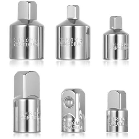 6 Pièces Adaptateur Douille, à Clique, Adaptateurs de Douilles, Adapter 3/8" 1/2" 1/4", Réducteurs P=pour Clés Douilles Cliquet et Embouts(Argent) -