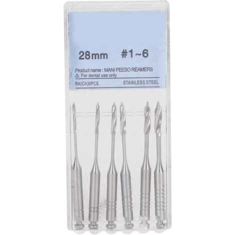6 pièces alésoires dentaires, forets et limes endodontiques pour canal radiculaire, 28mm