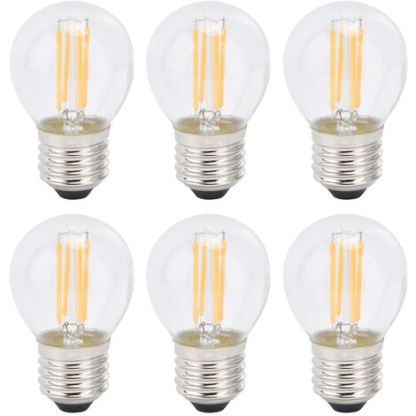 6 pièces ampoules à incandescence à LED à intensité variable G45 E27 4W ampoules à filament transparentes pour l'éclairage à la maison lumière chaude 110V