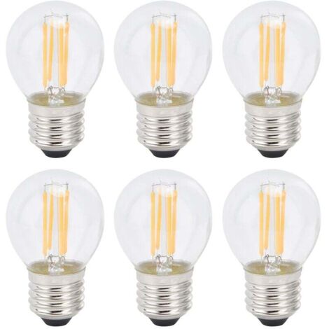6 pièces ampoules à incandescence à LED à intensité variable G45 E27 4W ampoules à filament transparentes pour l'éclairage à la maison lumière chaude 110V