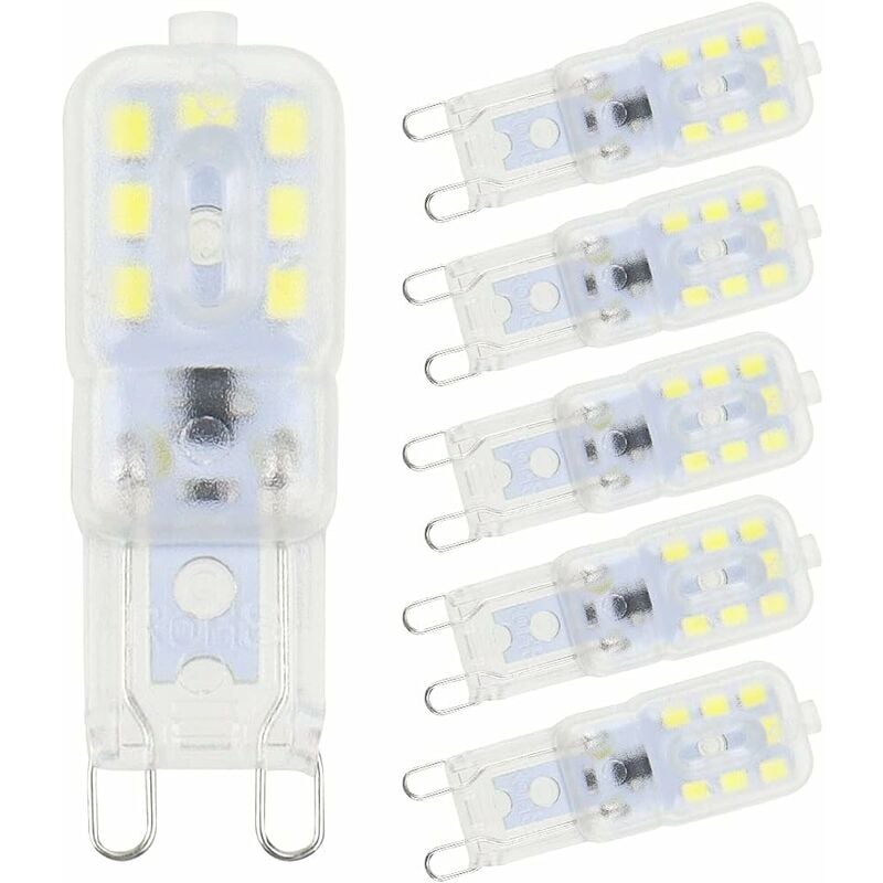 6 Pièces Ampoules LED G9 Blanc Froid 3W 6500K sans Scintillement Halogène Remplacement LED Dimmable Ampoule LED Capsule Économie d’Énergie pour