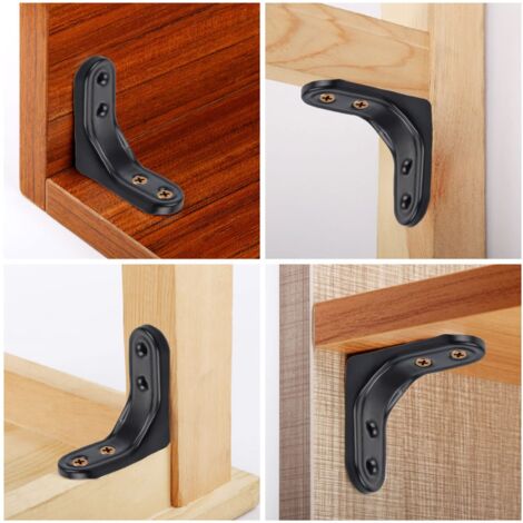 6 Pièces Angle En Acier Inoxydable,Angle Droit Support,Équerre En Forme De L,Joint D'angle En Acier Inoxydable,Pour Étagère,Armoire,Chaise,Table（Le Noir）